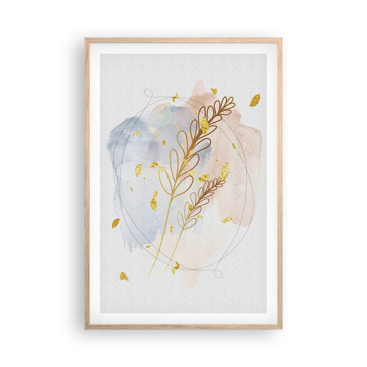 Poszter világos tölgy keretben - Aranyszínű fuvallat - 61x91 cm