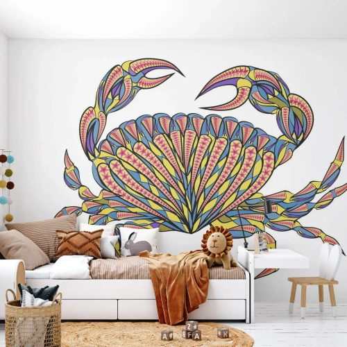 Fotótapéta Standard Eco - Színes rajz egy rákról etnikai stílusban - 100x70cm - Tengeri ékszerek - Modern fali dekoráció nappalihoz és hálószobához ARTTOR