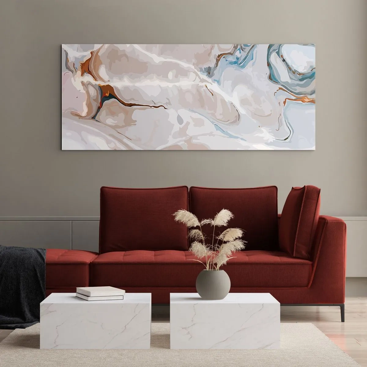 Üveg kép - Kék kanyarog a fehér alatt - 100x40 cm