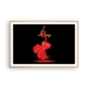 Poszter világos tölgy keretben - A flamenco tüzes szelleme - 91x61 cm