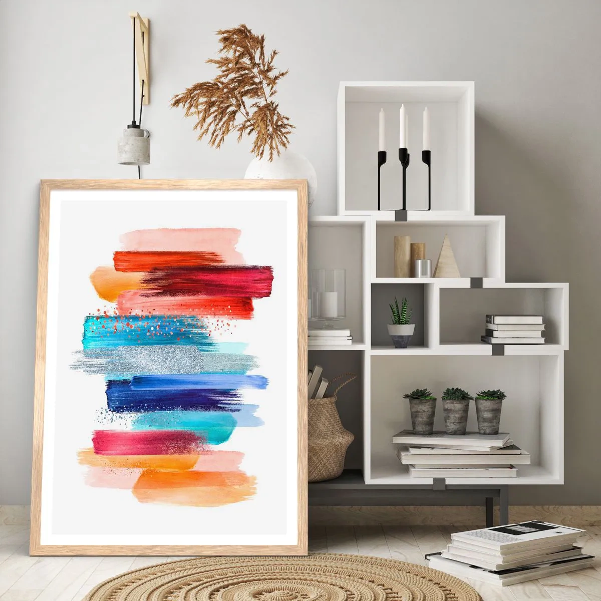 Poszter világos tölgy keretben - Fel és le - 61x91 cm