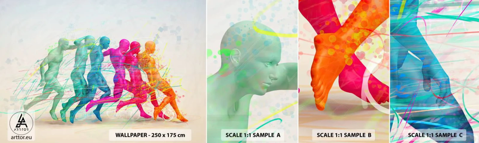 Fotótapéta Minta Öntapadós Deluxe Sticker - A mozgás harmóniája - Absztrakció, Férfi, Sport - 100x30 cm