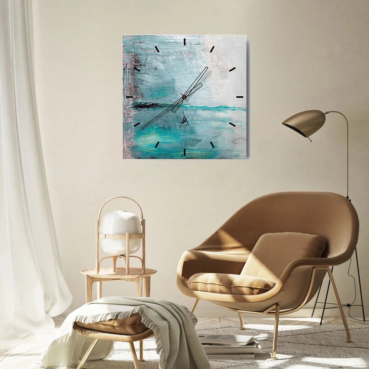 Falióra, Óra - Vízszintesen kék színben - 30x30 cm