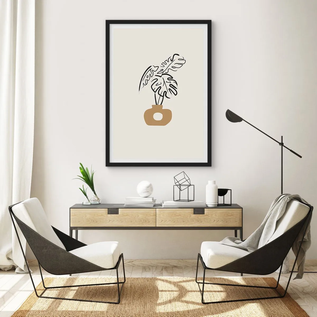 Poszter fehér keretben - Monstera - a ház díszítése - 61x91 cm