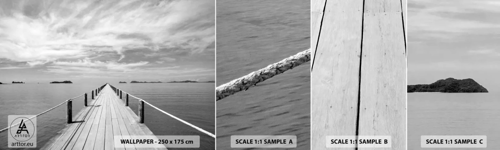 Fotótapéta Minta Öntapadós Deluxe Sticker - Talán egy kirándulás... - Tájkép, Tenger, Fa híd - 100x30 cm