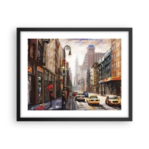 Poszter fehér keretben - New York – esőben is színes - 50x40 cm