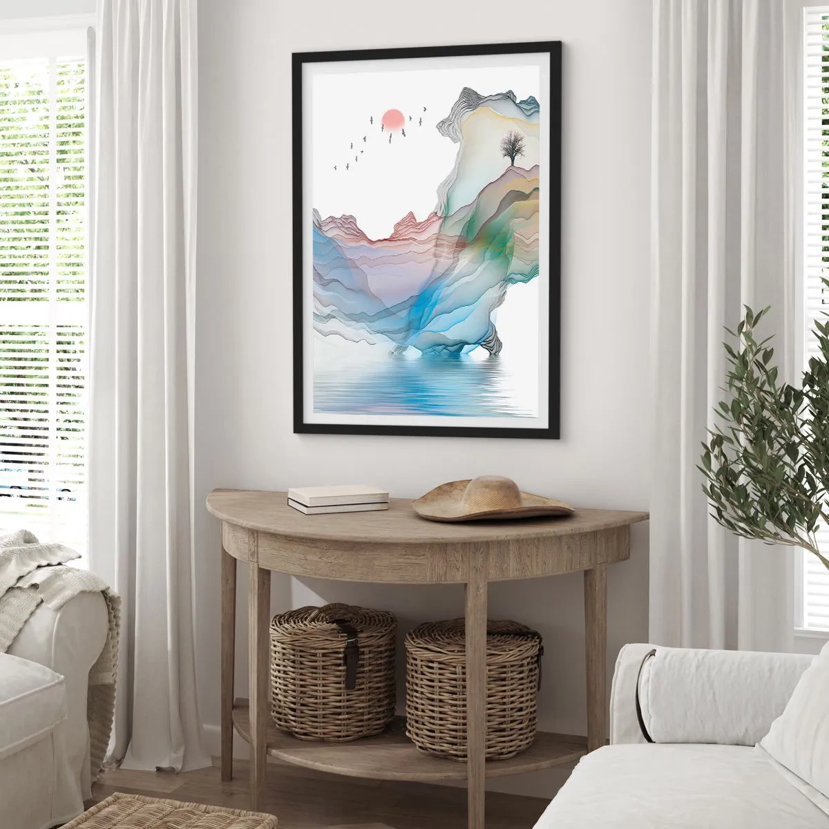 Poszter fehér keretben - A kristály hegyek felé - 70x100 cm