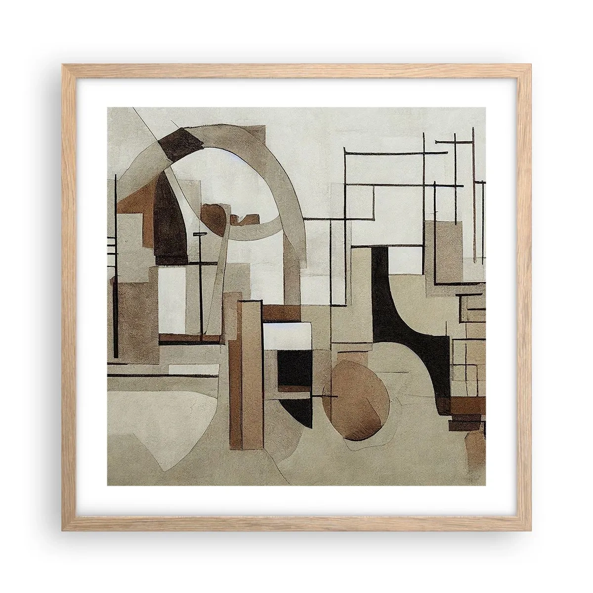 Poszter világos tölgy keretben - Városkép 2.0 - 50x50 cm