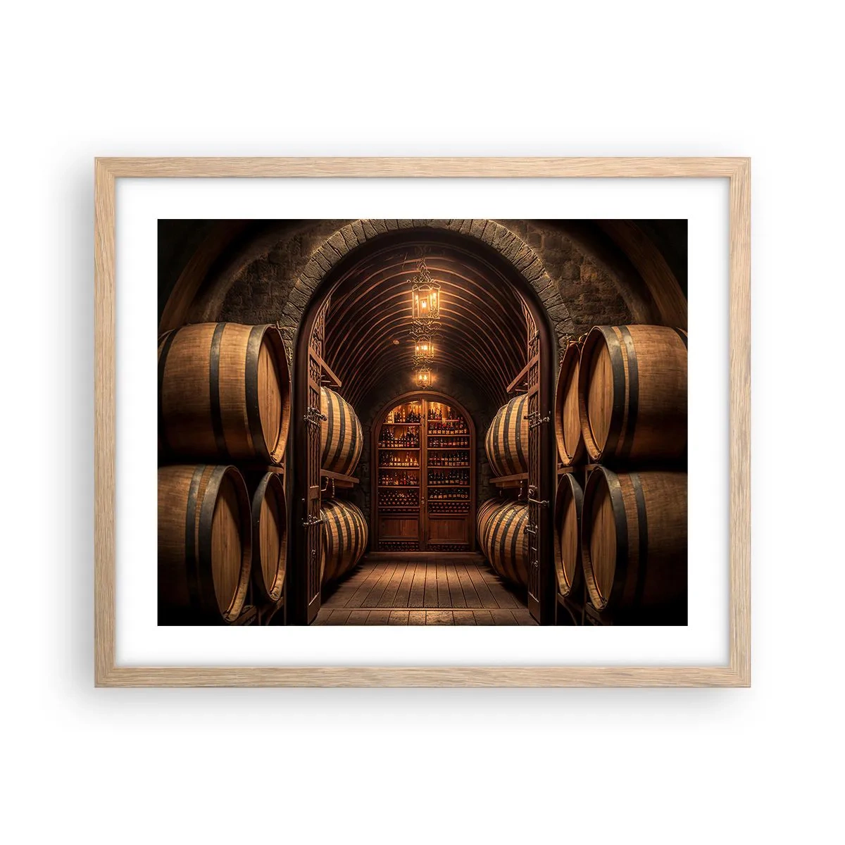 Poszter világos tölgy keretben - Hangulatos pince - 50x40 cm