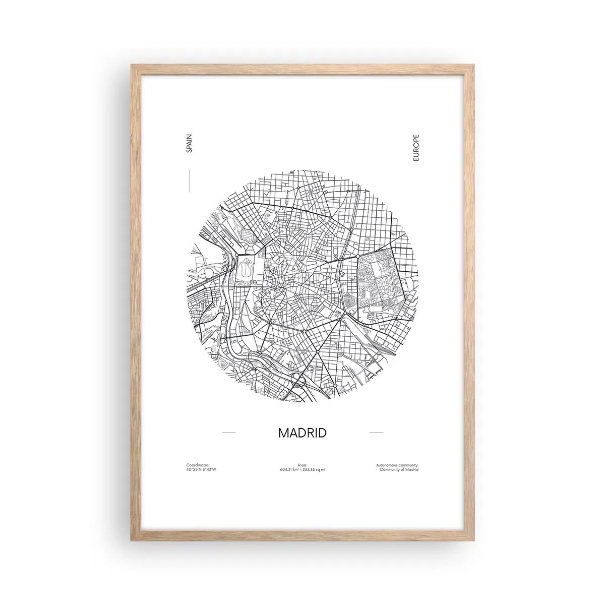 Poszter világos tölgy keretben - Madrid anatómiája - 50x70 cm