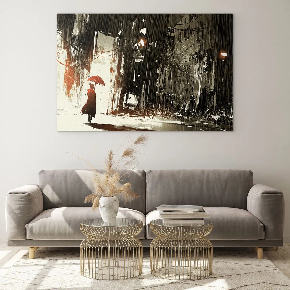 Üveg kép - A vörös esernyő költészete - 120x80 cm