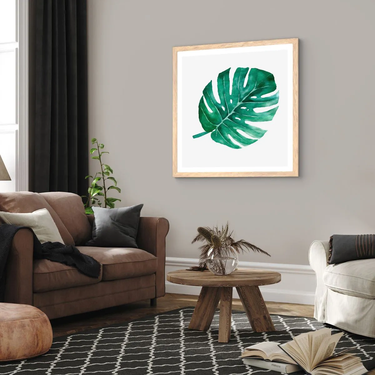 Poszter világos tölgy keretben - Zöld koncepció - 60x60 cm