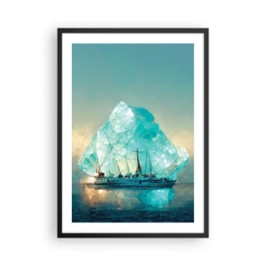 Poszter fehér keretben - Egy hajó egy óriási jéghegy közelében - 50x70cm - Sarkvidéki gyémánt - Modern fali dekoráció nappalihoz és hálószobához ARTTOR