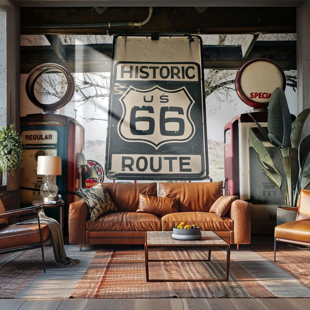 Fotótapéta Standard Eco - Amerikai retro utazás - Szüret, 66-os út, 66-os út - 400x280 cm