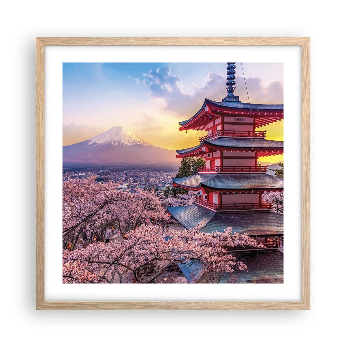 Poszter világos tölgy keretben - A japán lélek lényege - 50x50 cm