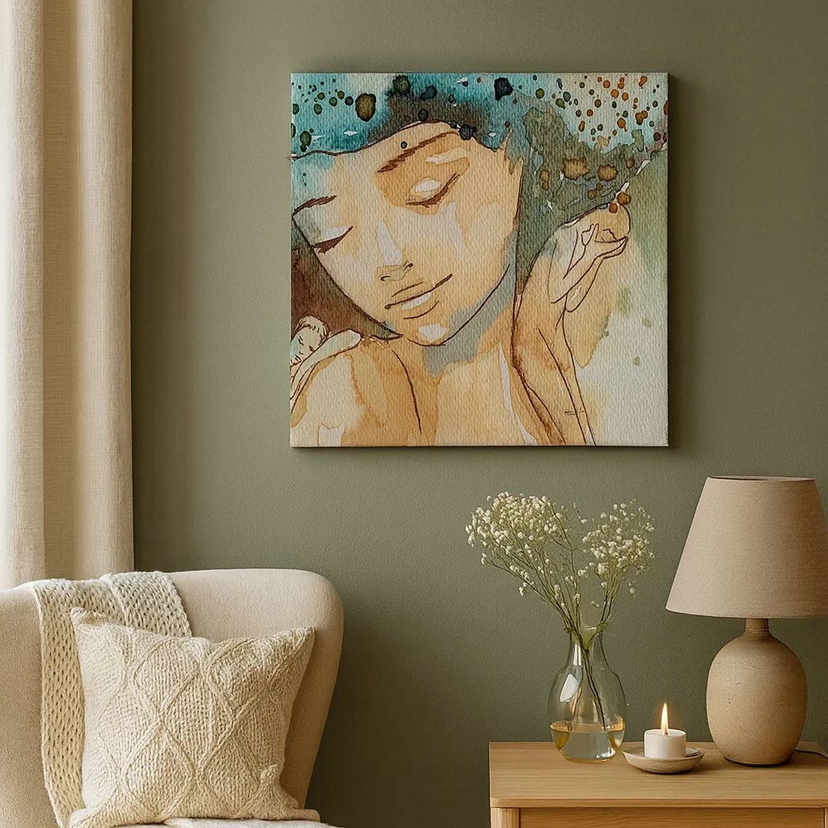 Vászonkép - Lady in blue - 30x30 cm