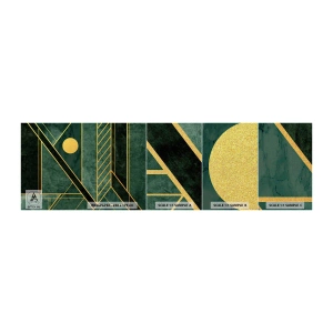 Fotótapéta Minta Premium Canvas - Az arany és azúrkék dinamikája - Absztrakció, Darab, Geometrikus minta - 100x30 cm