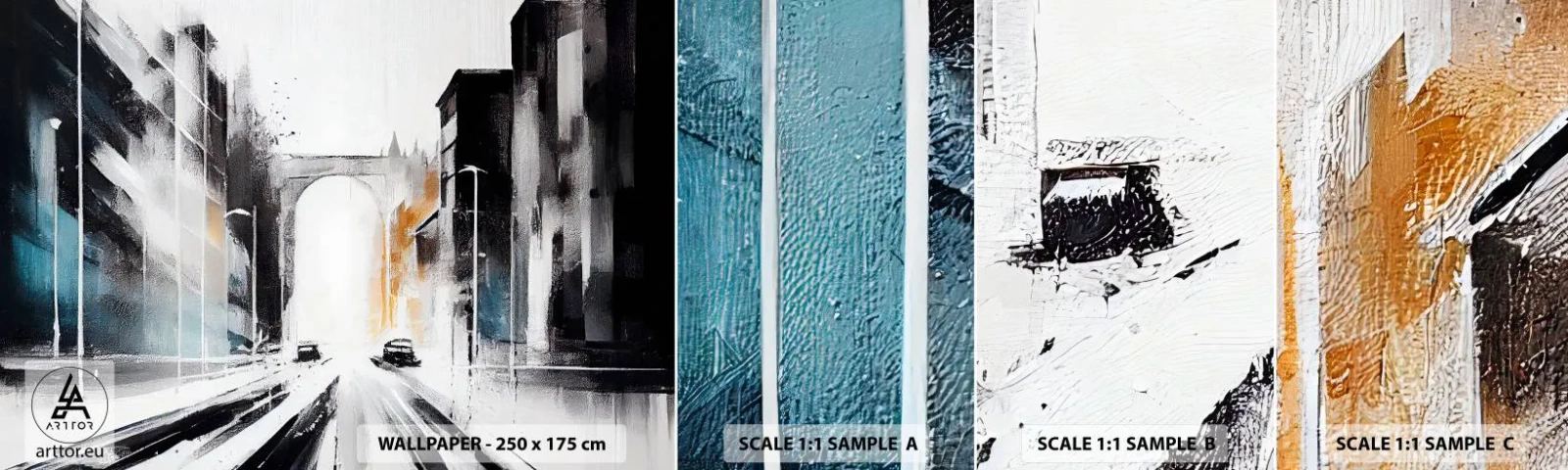 Fotótapéta Minta Standard Eco - Várostanulmány: építészet és mozgás - Építészet, Tájkép, utca - 100x30 cm