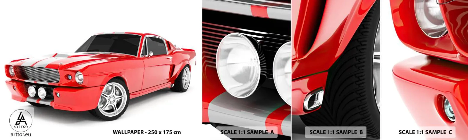 Fotótapéta Minta Standard Eco - Mustang olyan gyors, mint a szél - Autóipari, Antik autó, Mustang autó 1967 - 100x30 cm