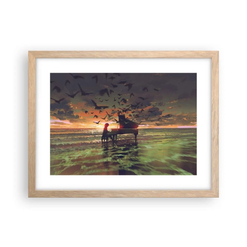 Poszter világos tölgy keretben - Koncert zongorára és a hullámokra - 40x30 cm