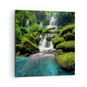 Vászonkép - Türkiz, zafír és folyékony ezüst - 50x50 cm