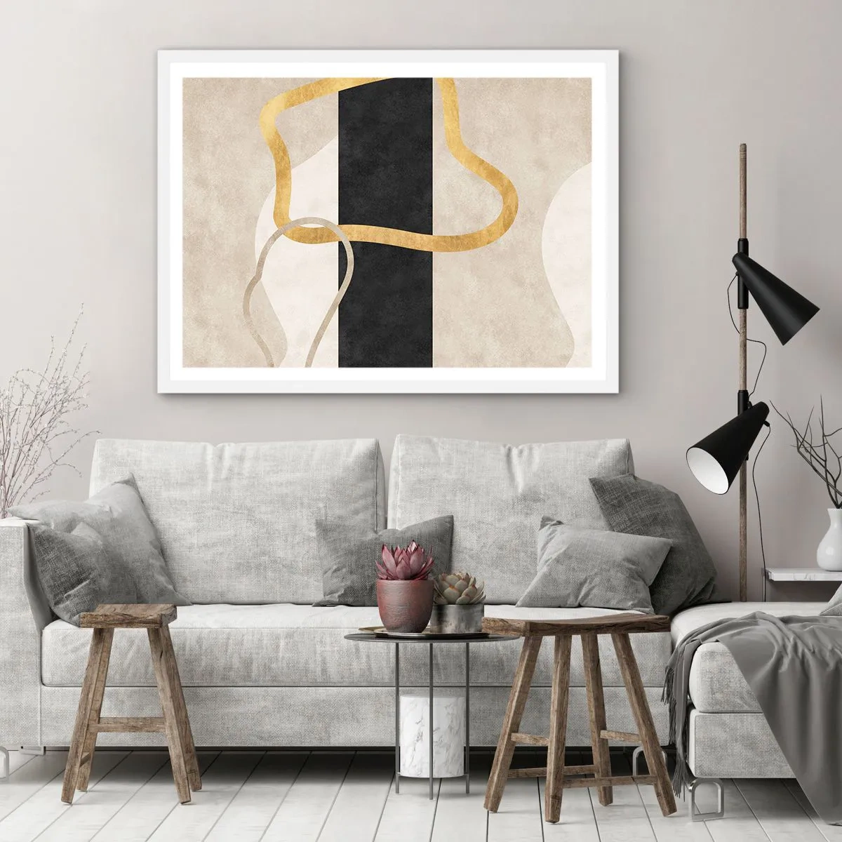 Poszter fekete keretben - Hurkolt formák - 91x61 cm