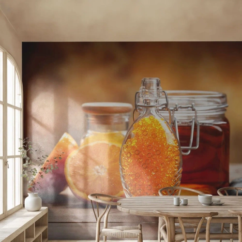 Öntapadós Fotótapéta Deluxe Sticker - Napos ízek és aromák - Gasztronómia, narancs, Jar Mézzel - 300x210 cm