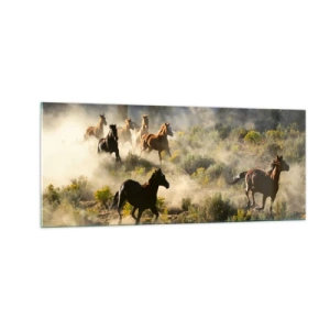 Üveg kép - Rivalizálás – szabadság, vagy férfierő? - 100x40 cm