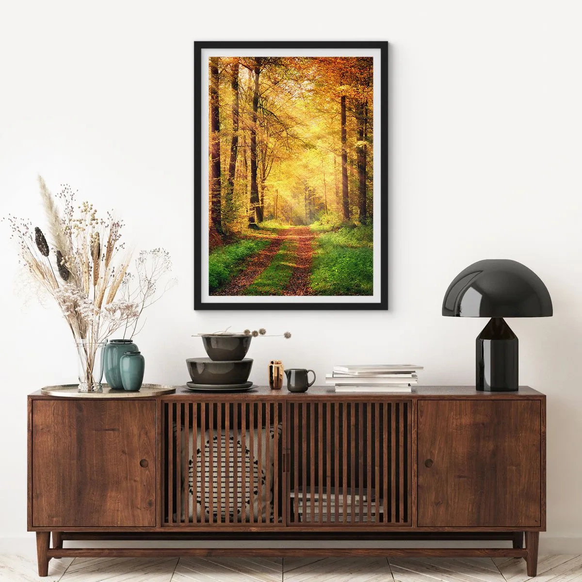 Poszter fehér keretben - Erdei, arany csend - 40x50 cm