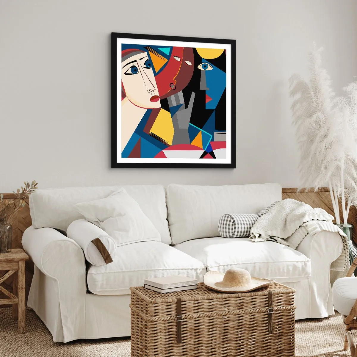 Poszter fehér keretben - Kubisták beszélgetése - 40x40 cm