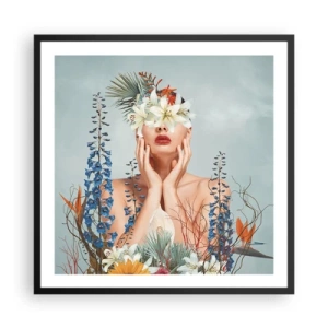 Poszter fehér keretben - Virág-nő - 60x60 cm