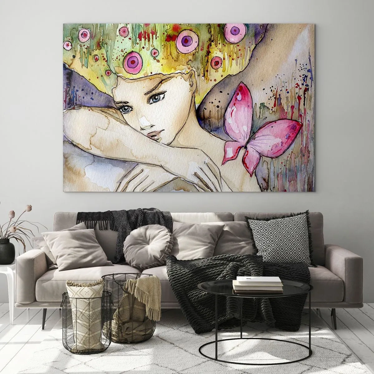 Üveg kép - Pillangó hercegnő - 120x80 cm