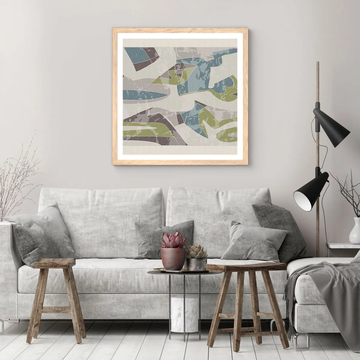 Poszter világos tölgy keretben - Kompozíció üveg mögött - 40x40 cm