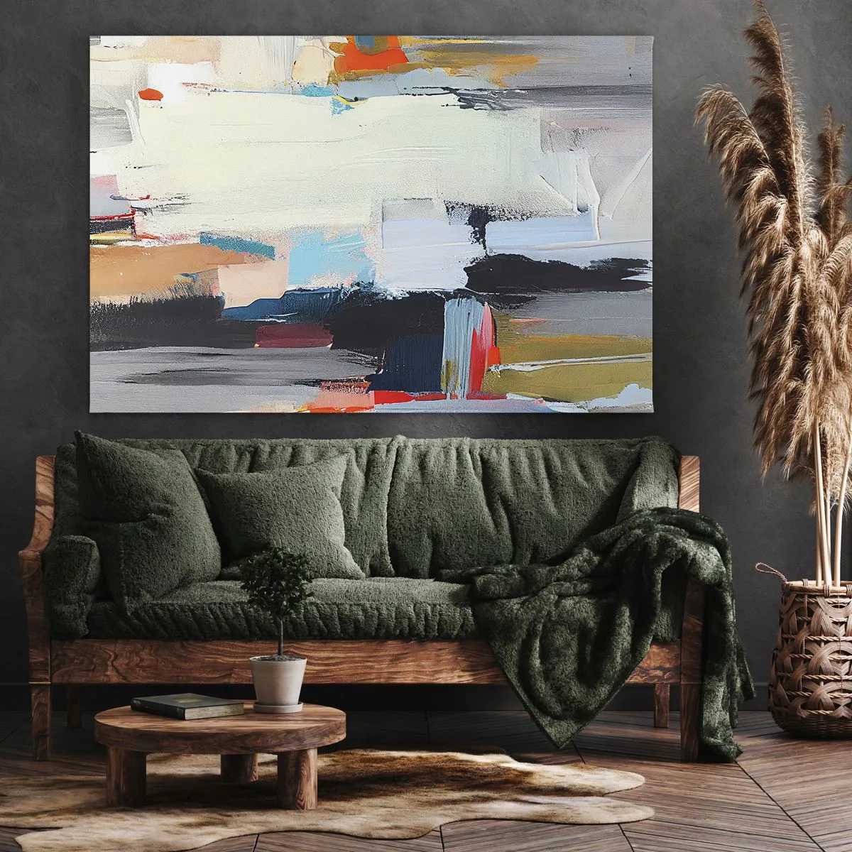 Vászonkép - Színes absztrakció dinamikus ecsetvonásokkal - 70x50cm - Van rá módszer? - Modern fali dekoráció nappalihoz és hálószobához ARTTOR