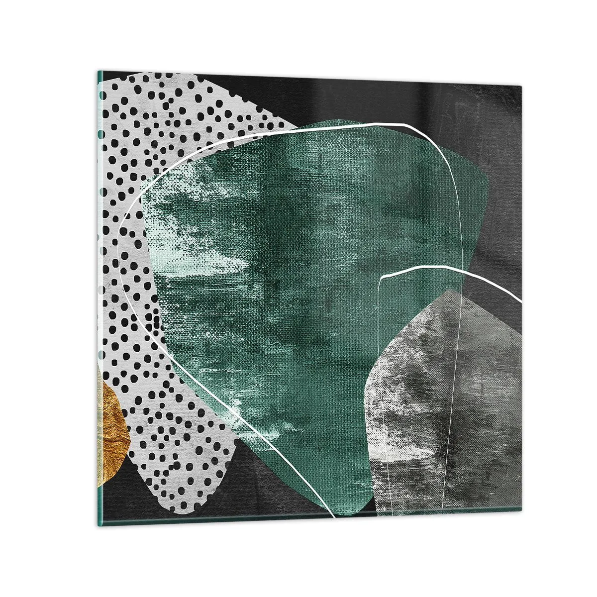 Üveg kép - Színes absztrakció aranypehellyel - 60x60 cm