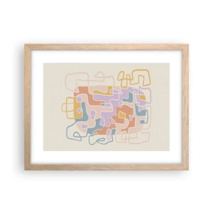 Poszter világos tölgy keretben - Labirintus - egy örömteli kaland - 40x30 cm