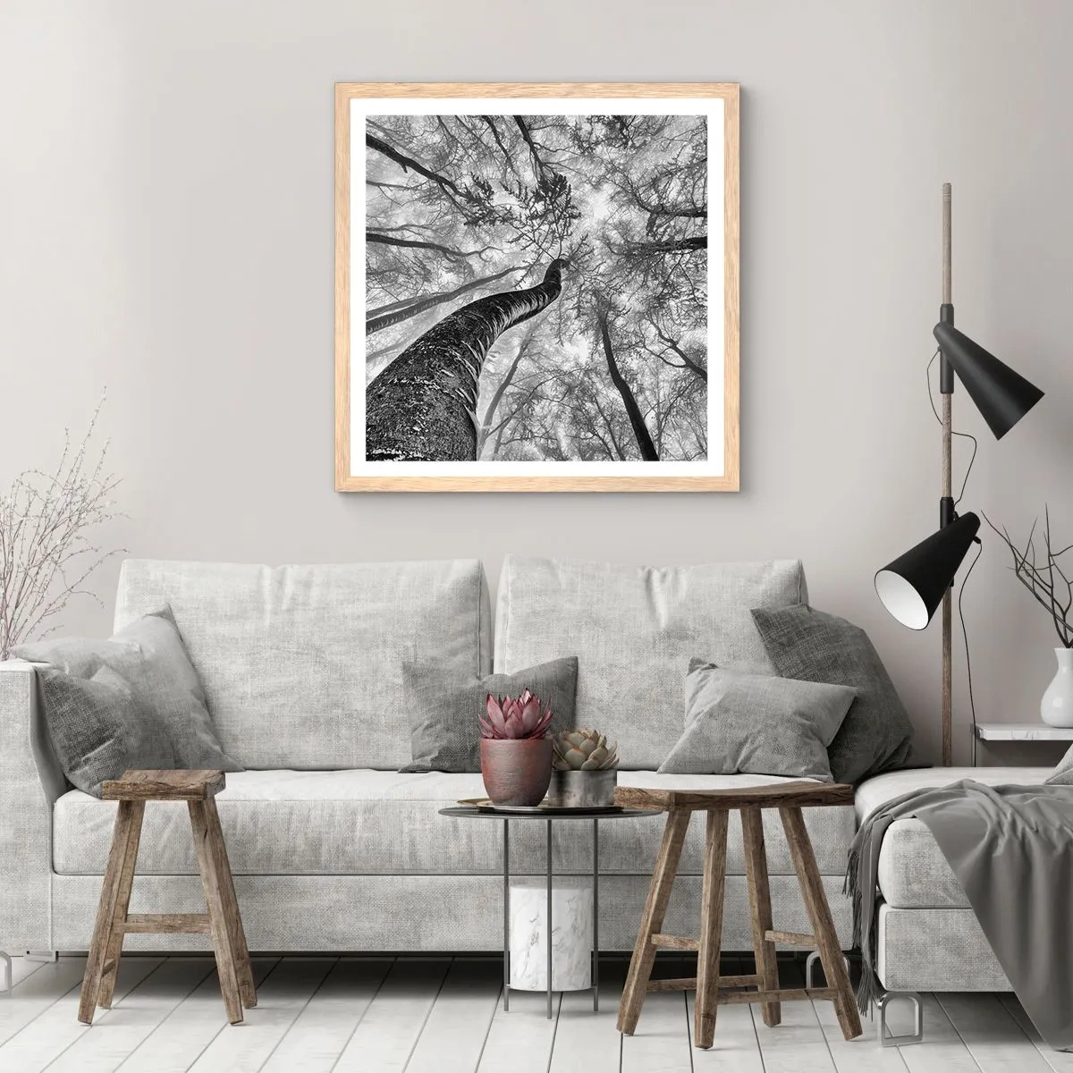 Poszter világos tölgy keretben - Verseny a fény felé - 40x40 cm