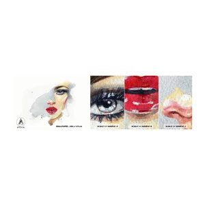 Fotótapéta Minta Öntapadós Deluxe Sticker - Egy vízcsepp tükörkép  - Női Arc, Nő, vörös ajkak - 100x30 cm
