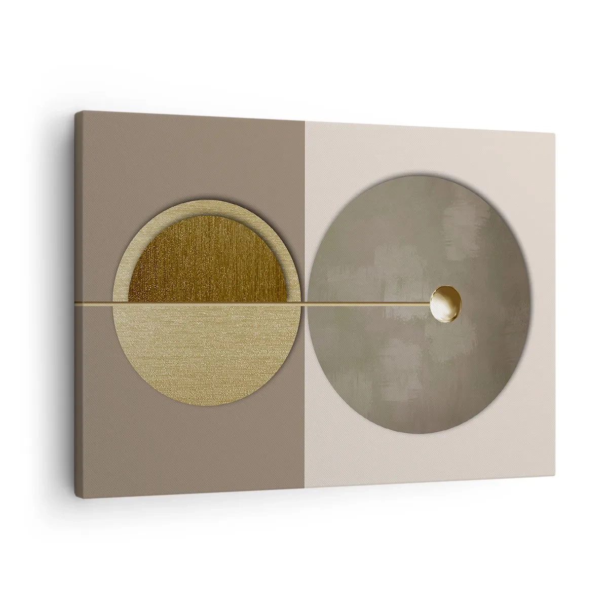 Vászonkép - Absztrakt körök arany és bézs árnyalatokban - 70x50cm - Tökéletes egyensúly - Modern fali dekoráció nappalihoz és hálószobához ARTTOR