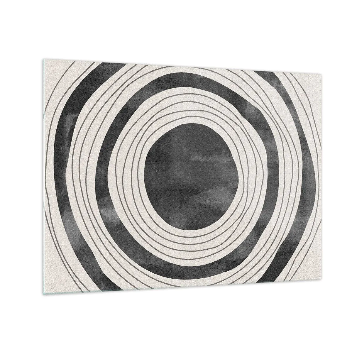 Üveg kép - Fekete-fehér koncentrikus körök szabálytalan körvonalakkal - 70x50cm - A legmélyén - Modern fali dekoráció nappalihoz és hálószobához ARTTOR