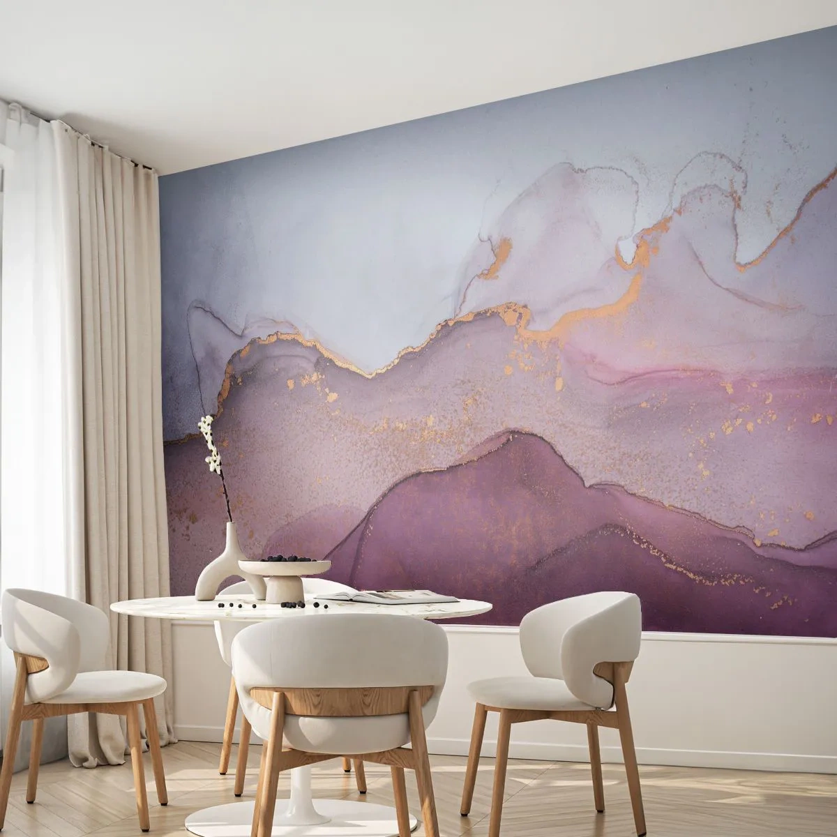 Öntapadós Fotótapéta Deluxe Sticker - Lila és orgonaszínű hullámok - Absztrakció, Darab, Modern művészet. - 250x175 cm