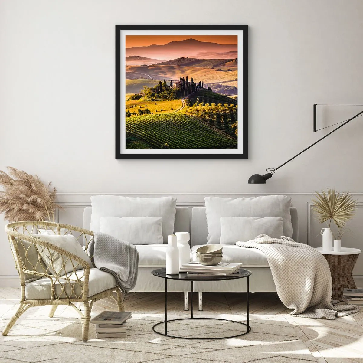 Poszter fehér keretben - Arcadia - a toszkáni táj - 30x30 cm