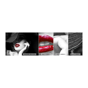 Fotótapéta Minta Öntapadós Deluxe Sticker - Egy tanulmány Scarletben - Nő, vörös ajkak, Divat - 100x30 cm