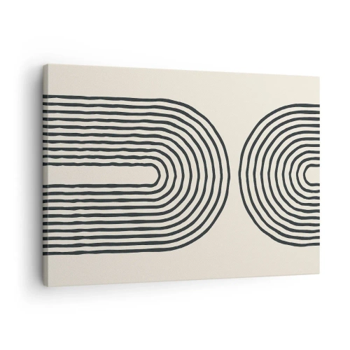 Vászonkép - Absztrakt geometrikus minta szimmetrikus vonalakkal világos háttéren - 70x50cm - Bármelyik percben ... - Modern fali dekoráció nappalihoz és hálószobához ARTTOR