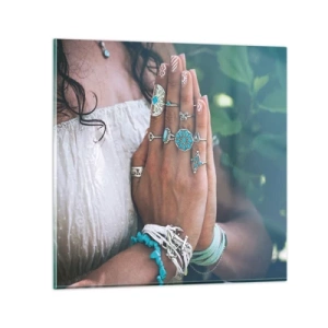 Üveg kép - Üdvözöljük a lét középpontjában - 60x60 cm