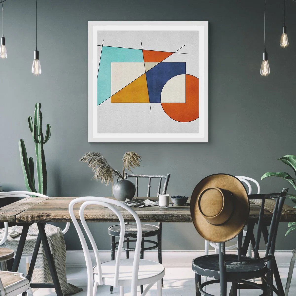 Poszter fekete keretben - Absztrakció: modernista szórakozás - 60x60 cm