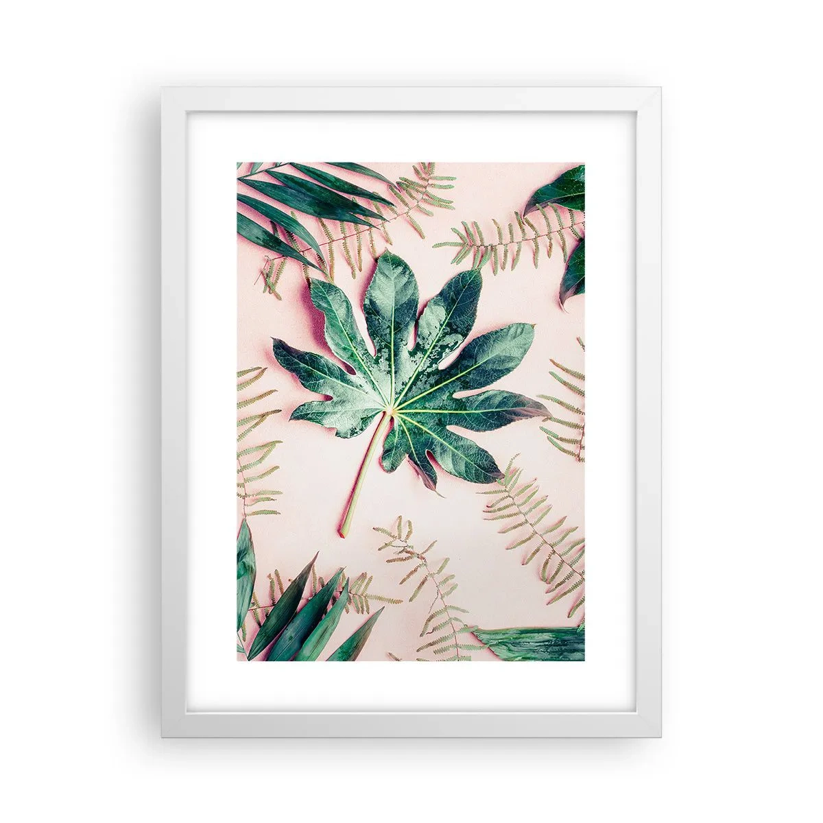 Poszter fekete keretben - A zöld tanulmánya a rózsaszín háttérben - 30x40 cm