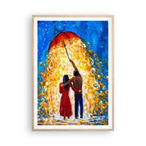 Poszter világos tölgy keretben - Egy esős este varázsa? - 70x100 cm