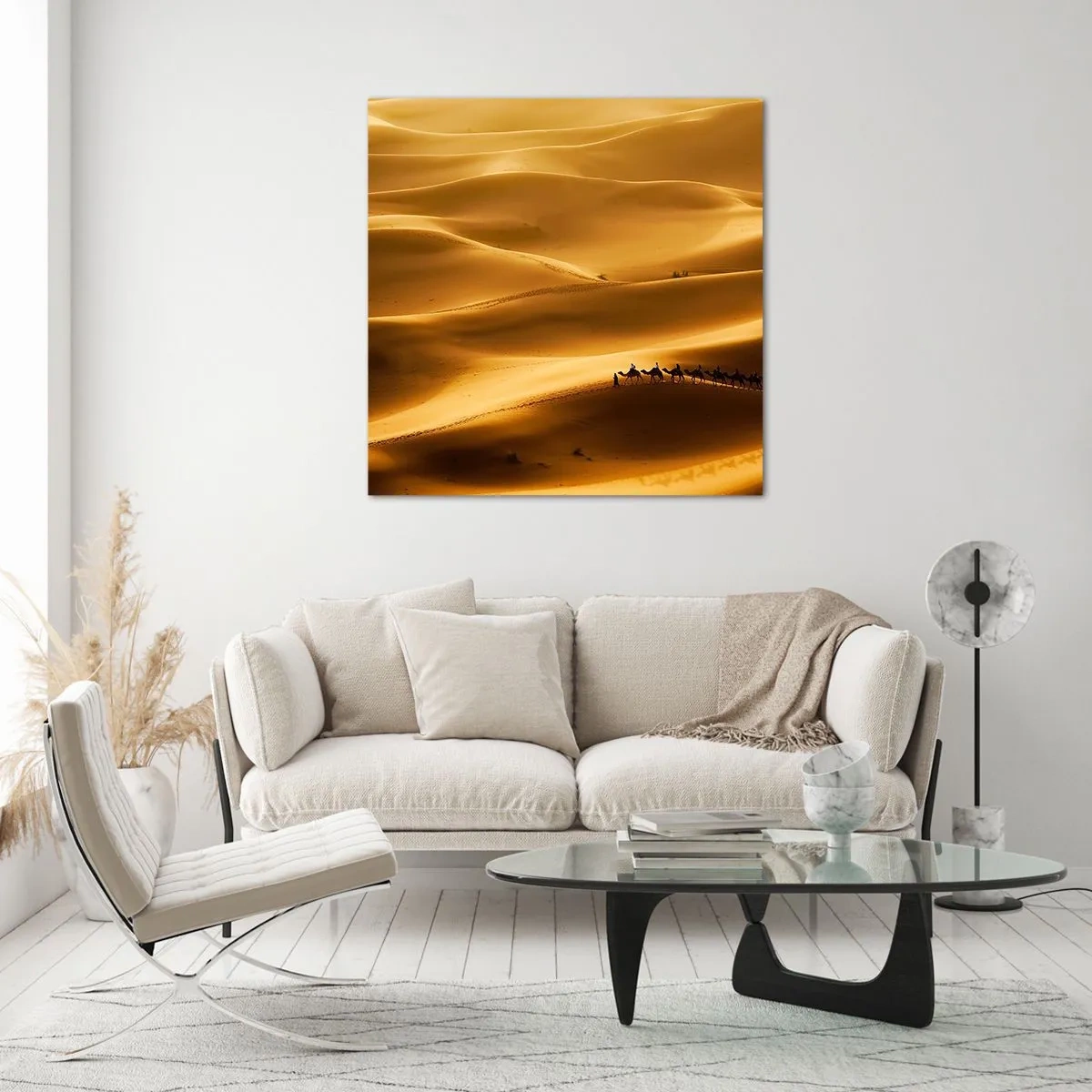 Üveg kép - Karaván a sivatagi hullámokban - 60x60 cm