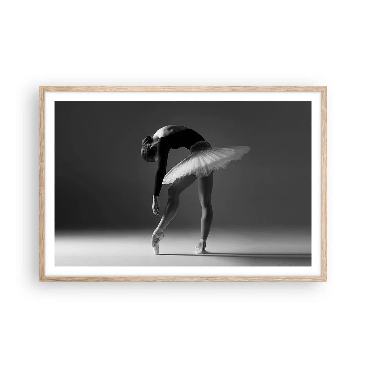 Poszter világos tölgy keretben - Bella balerina - 91x61 cm